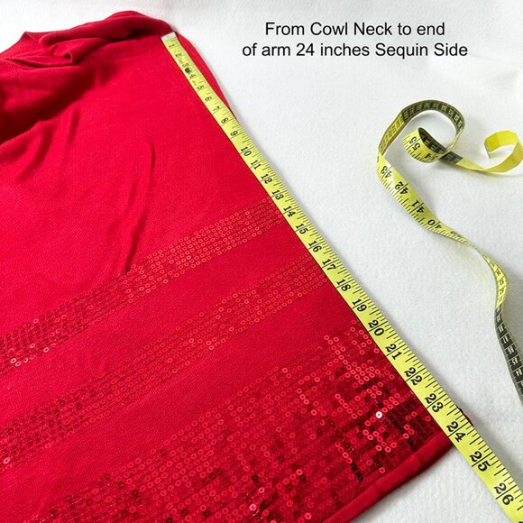 Allison Daley Red Sequin trimmed Cowl Neck Poncho XL Holiday Christmas Party - Picture 2 of 10